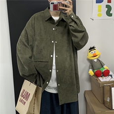 秋冬港风日系纯色灯芯绒衬衫外套韩版情侣中性宽松ins潮C45/P45，男装衬衫，电商A221A