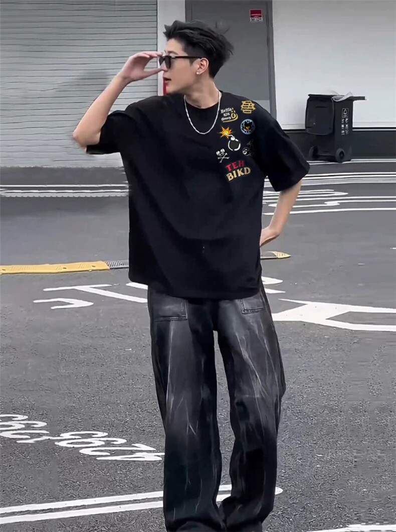 XZ809A/PPVV21/P20/控38重磅印花美式复古圆领T恤,男装T恤,星座809A(原222-1)
