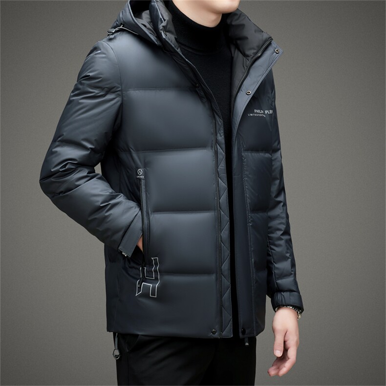 90绒中青年可脱帽羽绒服外套男2024冬新款加厚短款面包羽绒服夹克,男装羽绒服,钱塘723