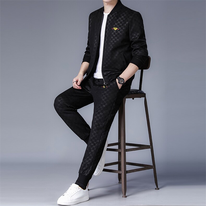 DZ1916钱塘2020-3时尚休闲简约立领中年男士秋季新款套装P210,男装休闲套装,钱塘207-3