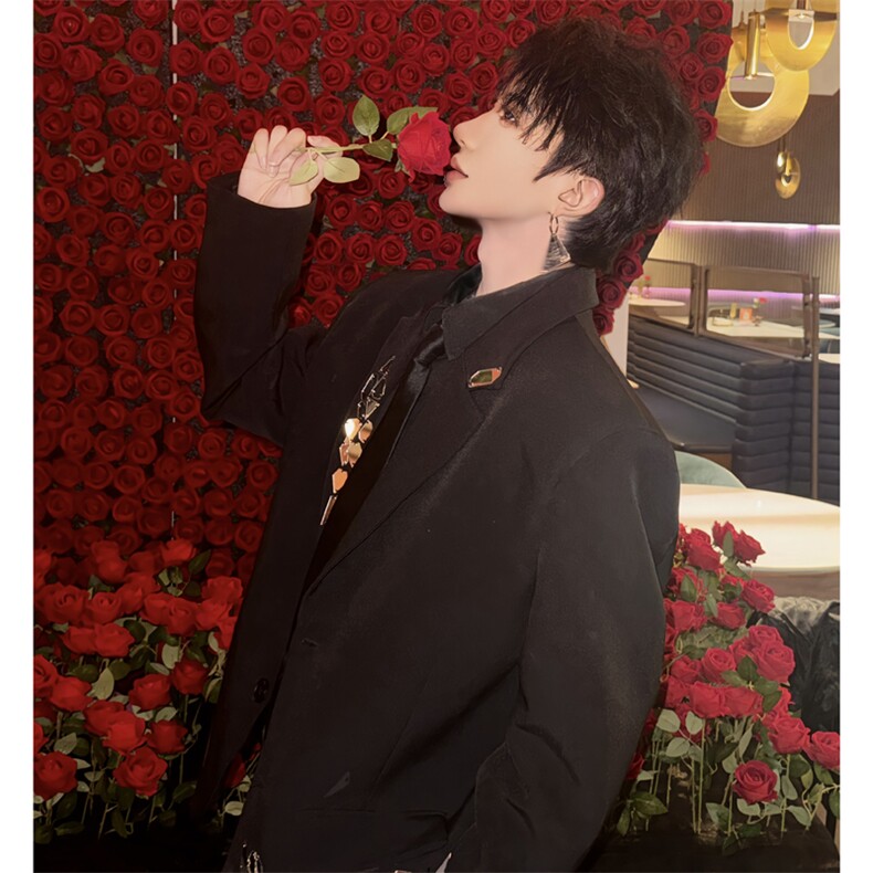 (）小众设计感西服外套金属百搭宽松休闲西装2805-P125,男装西服,星座910-5