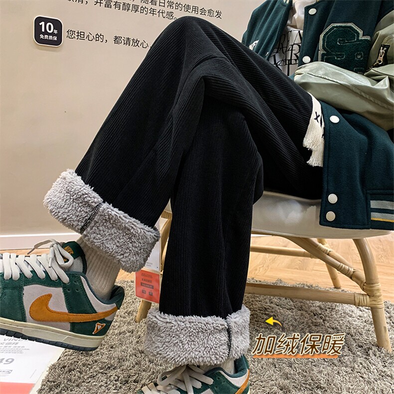 现货秋冬灯芯绒男士直筒裤加绒加绒宽松棉花绒休闲裤KZ2032P25，男装卫衣，星座417-3