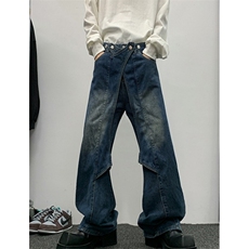 牛仔裤男重磅潮牌做旧裤子春秋季vibe美式宽松微喇长裤NG903，男装牛仔裤，星座1116A（原606A-3）