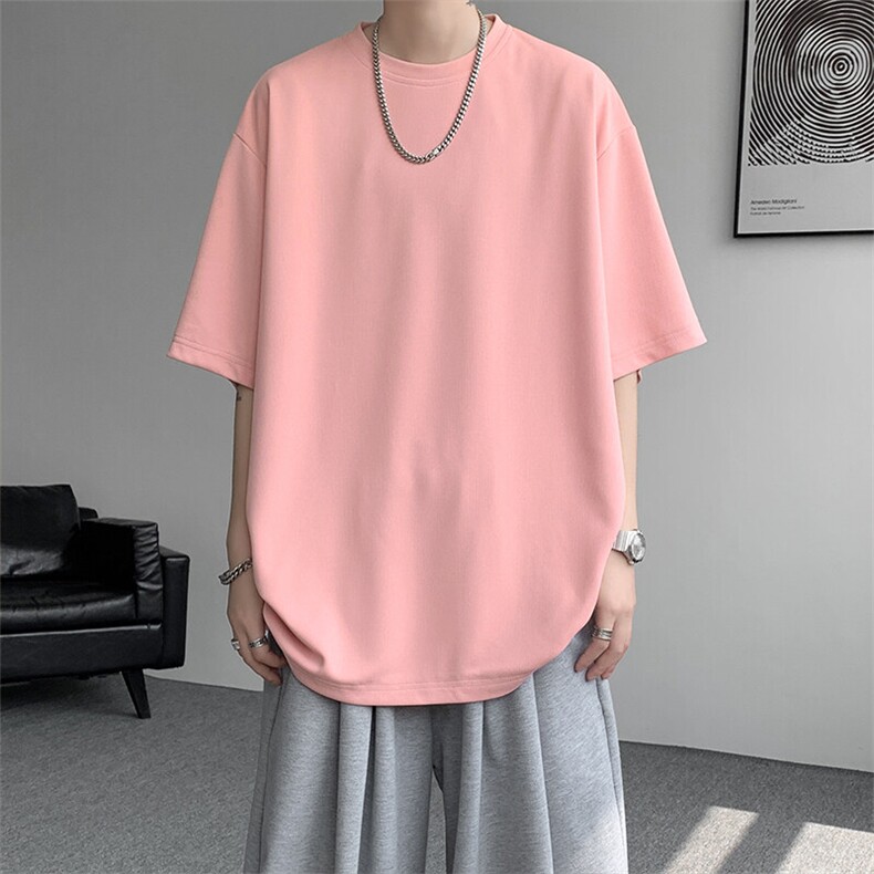 8XL-M高品质重磅棉光版纯色短袖T恤百搭款半截袖五分袖DX332特P23,男装T恤,电商D206-1