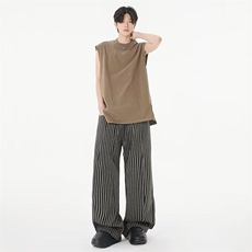 美式复古条纹垂感休闲裤男2025春秋新款宽松直筒阔腿裤M6603/P68，男装休闲裤，星座506