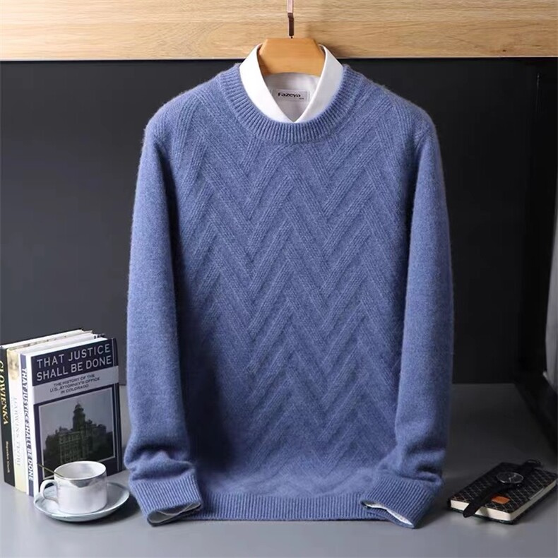 时尚都市休闲男士圆领羊毛衫简约百搭舒适保暖男装，男装羊毛衫，科源羊绒