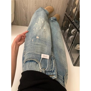 秋冬美式复古时尚辣妹阔腿裤女百搭显瘦牛仔裤 NY753图片