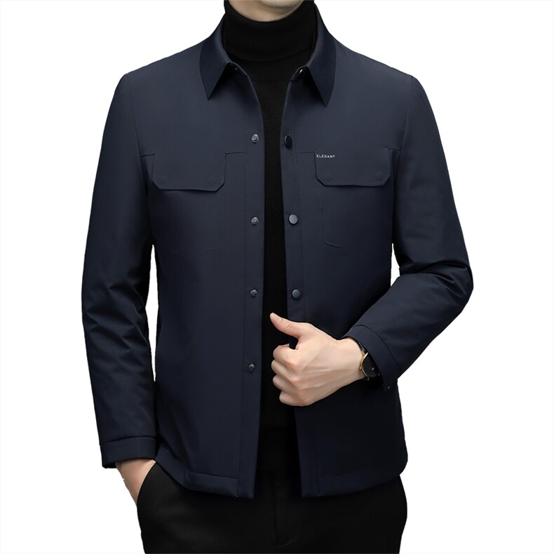 CXY202钱塘2020-2中年男士翻领纯色百搭简约冬季厚款羽绒服P195,男装羽绒服,钱塘207-2