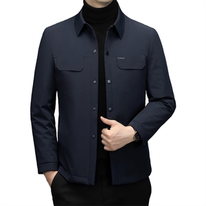 CXY202钱塘2020-2中年男士翻领纯色百搭简约冬季厚款羽绒服P195图片