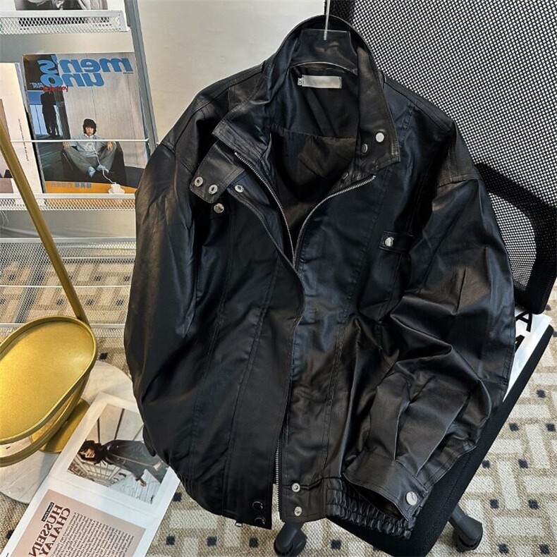 潮牌痞帅男潮秋季潮美式街头机车风宽松飞行员皮夹克JK8536-P75,男装夹克,星座1109-3