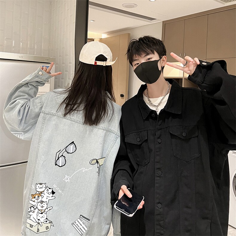 牛仔夹克男大码牛仔外套男茄克NJ77115-P60加绒款-P75,男装夹克,电商A040