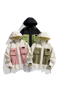 山系风2024秋季外套高品质拼接连帽宽松工装夹克男 A436-8832-P90图片