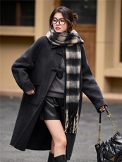 2025年冬季中长款高端羊毛呢子大衣双面羊绒毛呢外套，女装双面呢大衣，简韵佳