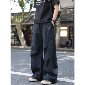 夏季新款美式高街褶皱设计速干宽松伞兵裤B315-K25564-特p35控68图片