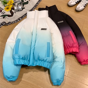 XZ-230-1MY702平铺宽松百搭轻奢扎染渐变休闲立领面包服P118控158图片