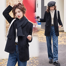 2023新款冬装纯色羽绒外套羽绒服配围巾90白鸭绒，女装羽绒服，众宇琦