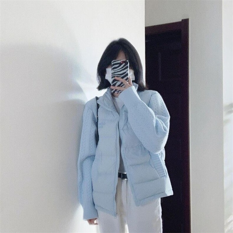 韩系甜美学院风针织拼接立领棉服女学生冬季宽松百搭时尚棉衣外套,男装棉衣,星座1210-1