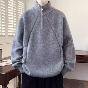 1506/Q5630/P54秋冬新款简约拼接立领半拉链卫衣图片