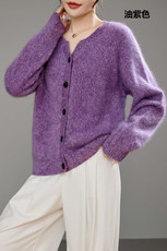 2025简约时尚百搭三股加厚剪刀领开衫，女装针织衫/毛衣，美轩羊绒