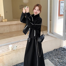 休闲减龄穿搭黑色上衣套装女春秋2025年超火好看慵懒半身裙两件套，女装套装/套裙，2C108
