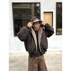 两面穿现货重磅短款座山雕棉衣男女双面穿毛毛绒棉服加厚外套，男装棉衣，电商A486