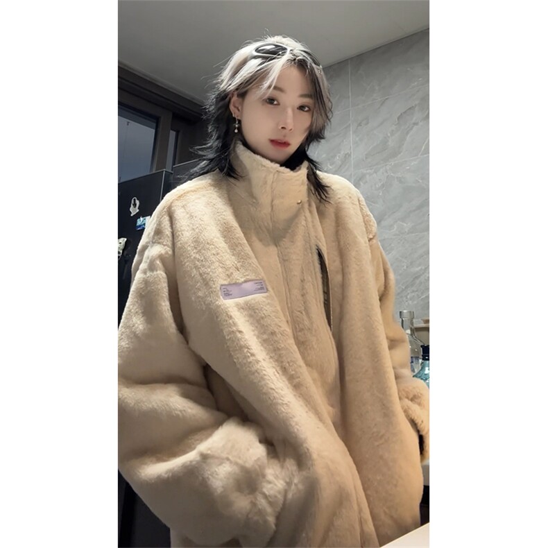 冬季加厚保暖棉服格子棉衣美式情侣两面穿羊羔毛外套男MY56-P135,男装棉衣,电商B295