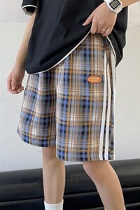 夏季格子宽松薄款短裤中性休闲五分裤运动裤 A125-6603-P38图片