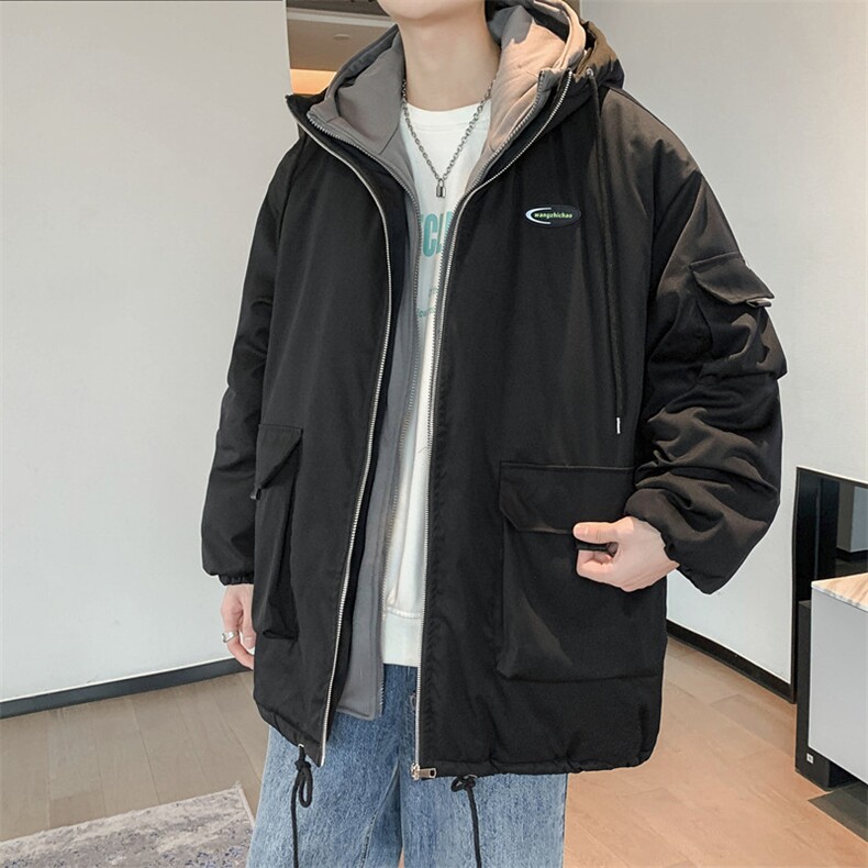 新款冬季工装棉服男外套百搭假两件棉衣男休闲连帽棉袄潮2370-p99,男装棉衣,星座1008