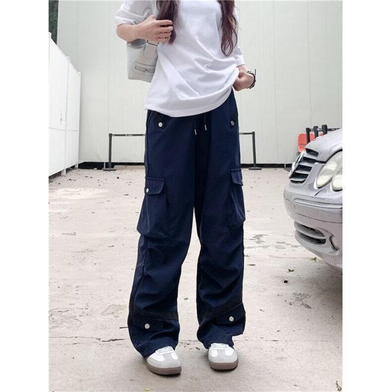 休闲裤男女韩版潮流高街帅气百搭口袋2024秋冬ins长裤K5784-P49图片