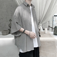 港风经典格子宽松男士衬衫A071-C03-P35，男装衬衫，电商A071