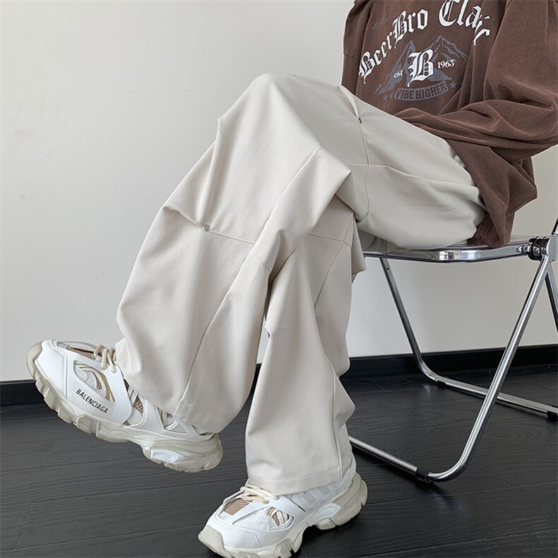 K322-P55秋季垂感铆钉打褶休闲长裤包边包条,男装休闲裤,星座703-1