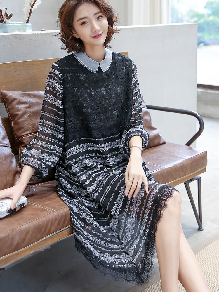卡其色件连衣裙2021年春季花色时尚潮流舒适简约气质优雅,女装连衣裙,深水步