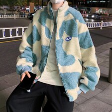 秋冬羊羔毛衣ins韩版情侣服港风宽松立领袄外套W1889-P53，男装棉衣，星座512-4