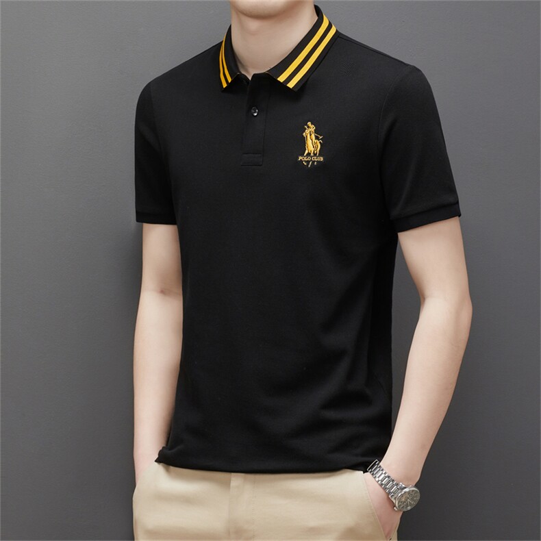 中年男装POLO衫男短袖翻领宽松2023夏季新款时尚休闲简约纯棉夏装,男装Polo衫,电商B212（原钱塘6029）