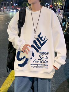 W519P35加绒45原创小众高街潮牌圆领卫衣春秋季宽松长袖打底衫t图片