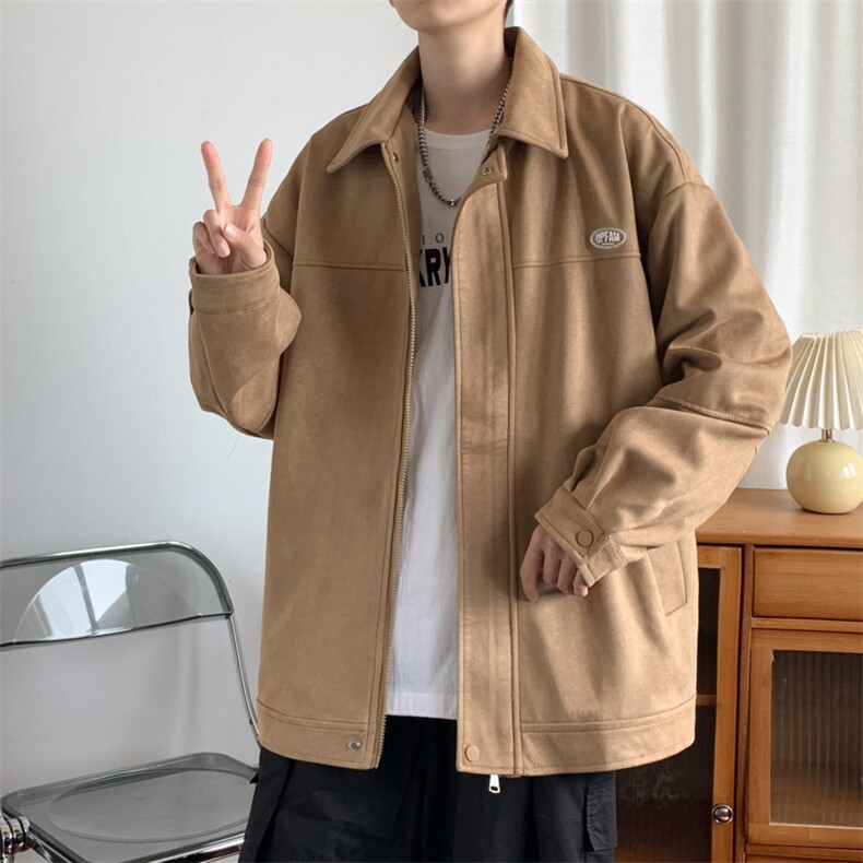 日系复古气质棕色刺绣翻领夹克男美式潮牌宽松工装外套JK069-P70,男装夹克,星座308B-1