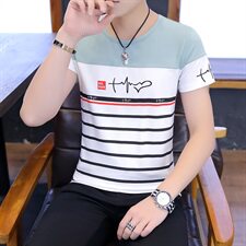 款5022男士短袖t恤韩版修身圆领条纹半袖体恤衫男潮流，男装T恤，电商D310（原电商305）