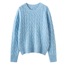 羊绒衫女100纯山羊绒针织衫2025秋冬新款宽松厚实长袖圆领套头衫，女装羊绒衫，萨奥羊绒