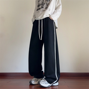 秋季新款休闲裤男宽松卫裤直筒裤拼色长裤 K7701-特P45 控78图片