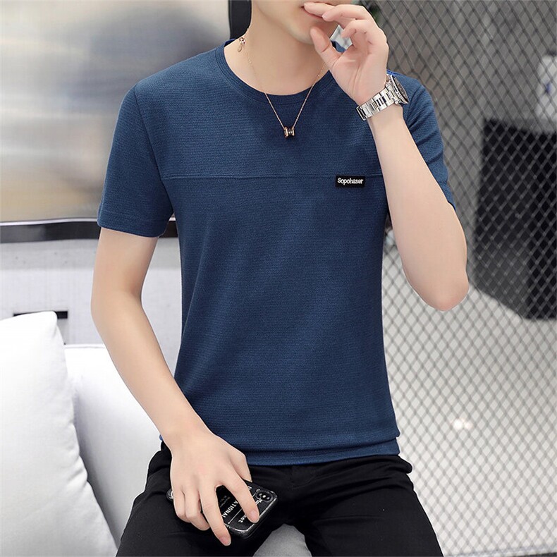 休闲短袖T恤男士宽松半袖上衣夏季薄款潮流纯棉运动T恤衫男，男装T恤，钱塘6003（原4033）