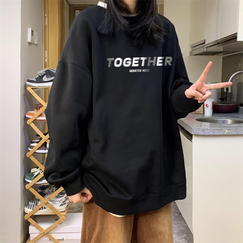 中性风！抖音直播高品质重磅卫衣男圆领卫衣女XW395-P45图片