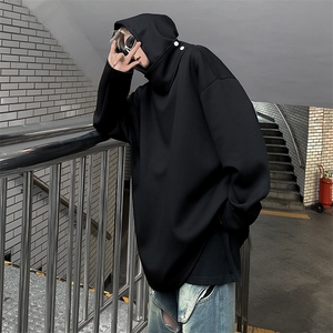 WY109-P45美式宽松型设计感纽扣加绒连帽卫衣图片