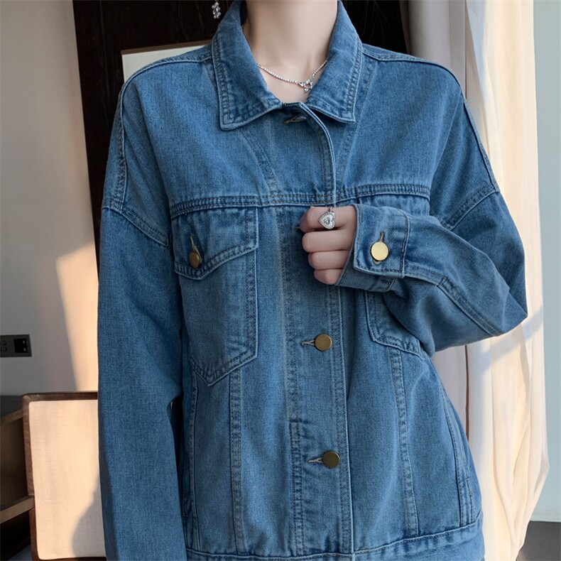 时尚百搭气质休闲牛仔外套女宽松显瘦长袖夹克春秋季新款上衣，女装牛仔外套，宛庄羊绒