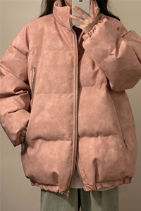 中性PU皮复古做旧双侧金属拉链夹克式加棉棉衣男MY77092P130控198图片