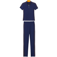 夏季立领短袖运动服套装女2023新款中年妈妈时尚休闲跑步服两件套，女装套装/套裙，燕颉服饰