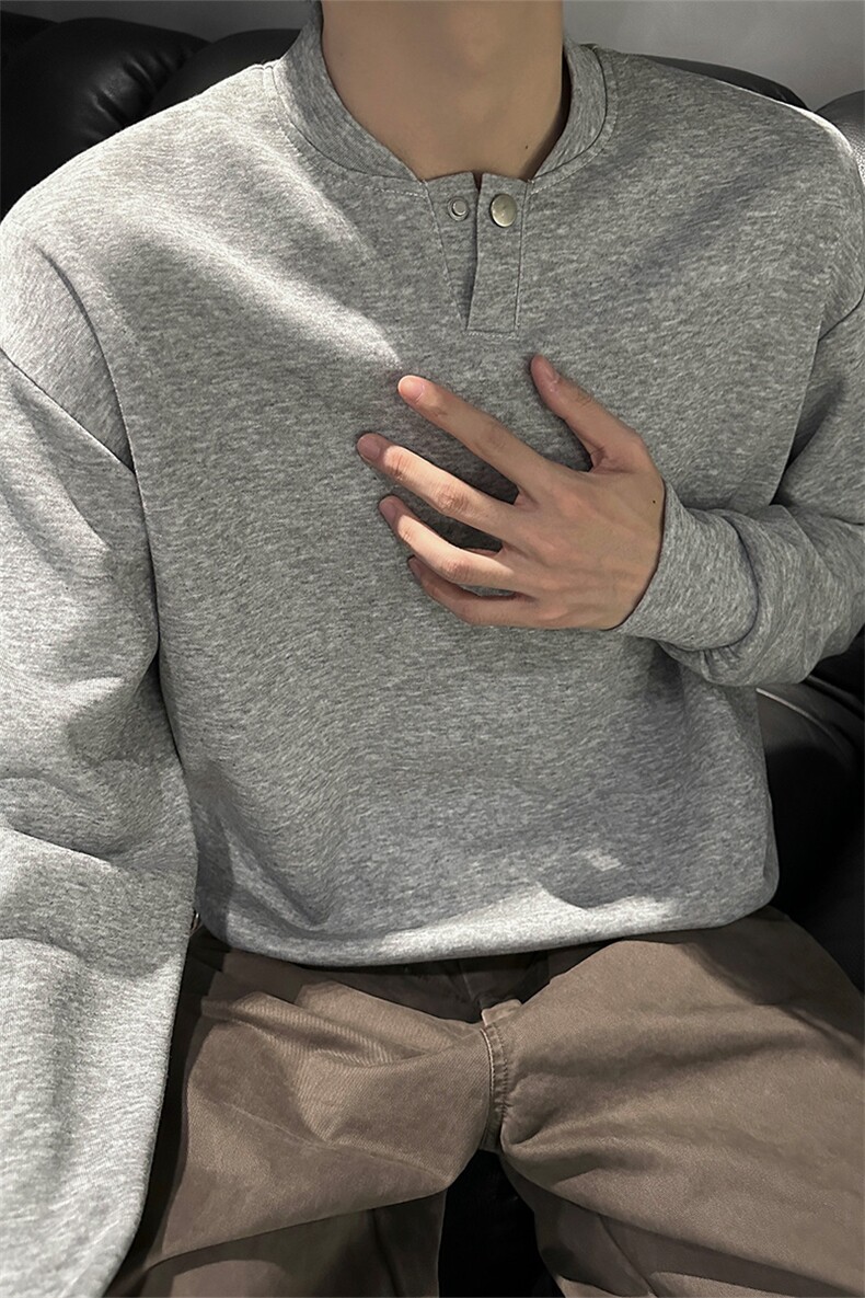 韩系学院风设计cleanfit卫衣简约纯色休闲打底常规P39加绒P49,男装T恤,电商B319