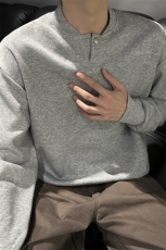 韩系学院风设计cleanfit卫衣简约纯色休闲打底常规P39加绒P49，男装T恤，电商B319