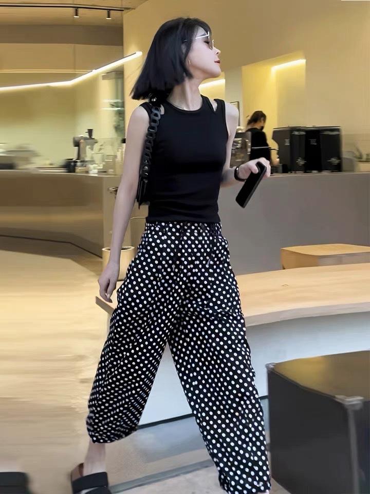 夏季新款韩版洋气波点哈伦裤,女装其它,L·H·X