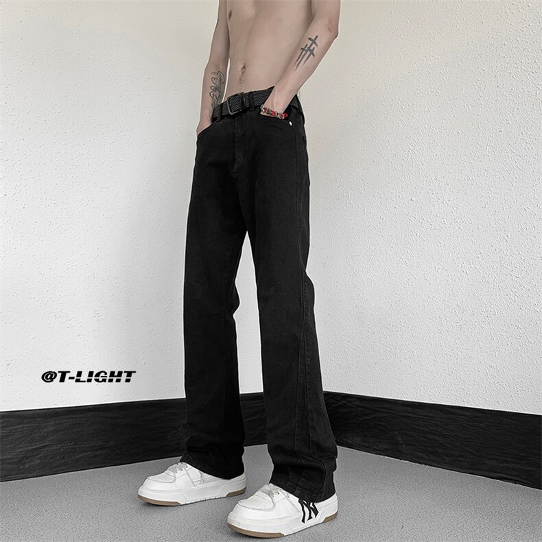 美式ins高街暗黑小众修身百搭喇叭裤休闲牛仔裤K2305-P55控78,男装牛仔裤,电商A062