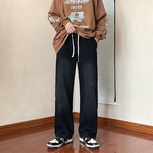 美式vibe风裤子男秋冬款潮牌复古阔腿直筒拖地长裤高街宽松休闲裤图片